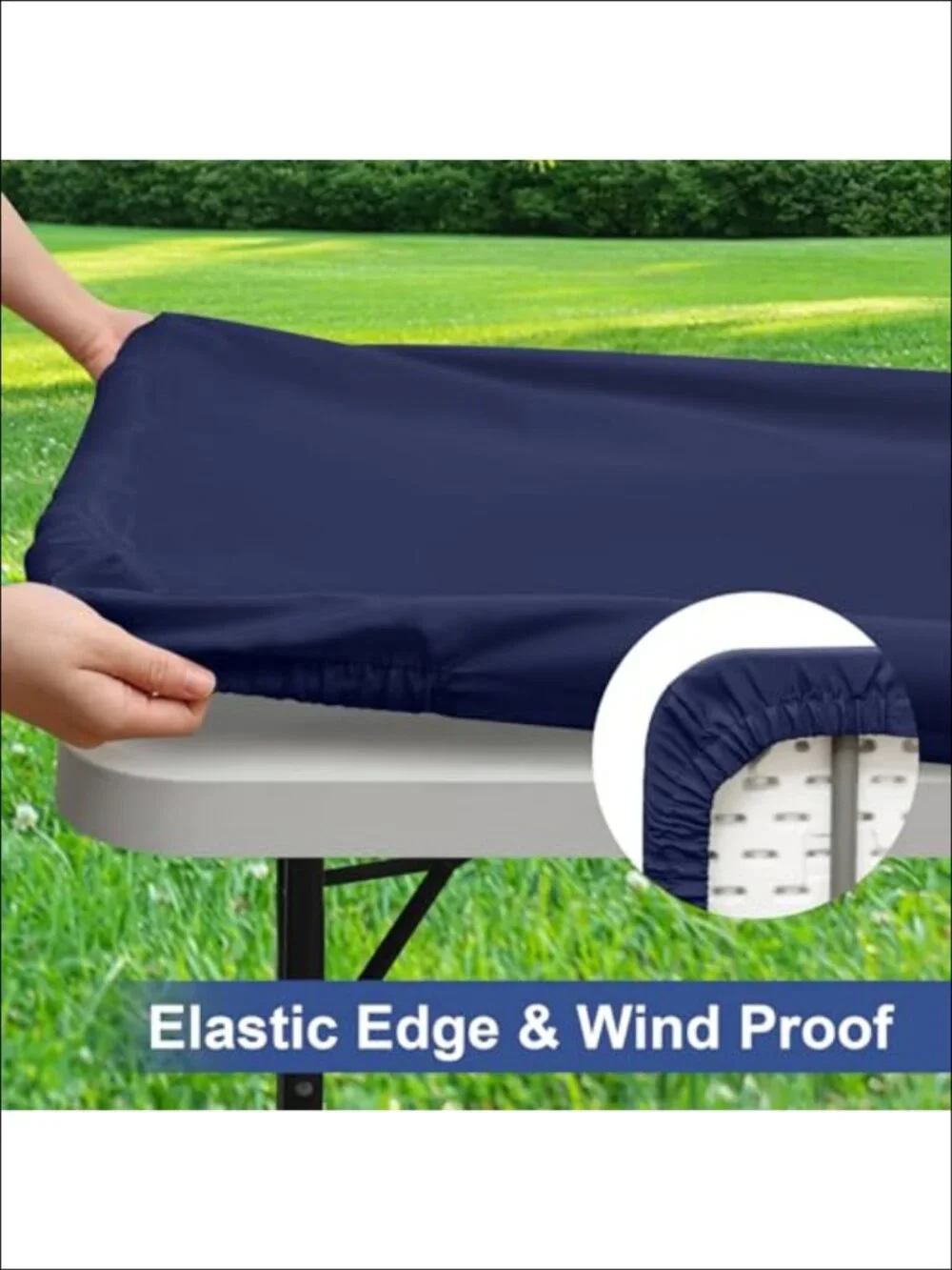 2 Pack Fitted Tablecloth Rectangle Elastic Edge Polyester Water Resistant